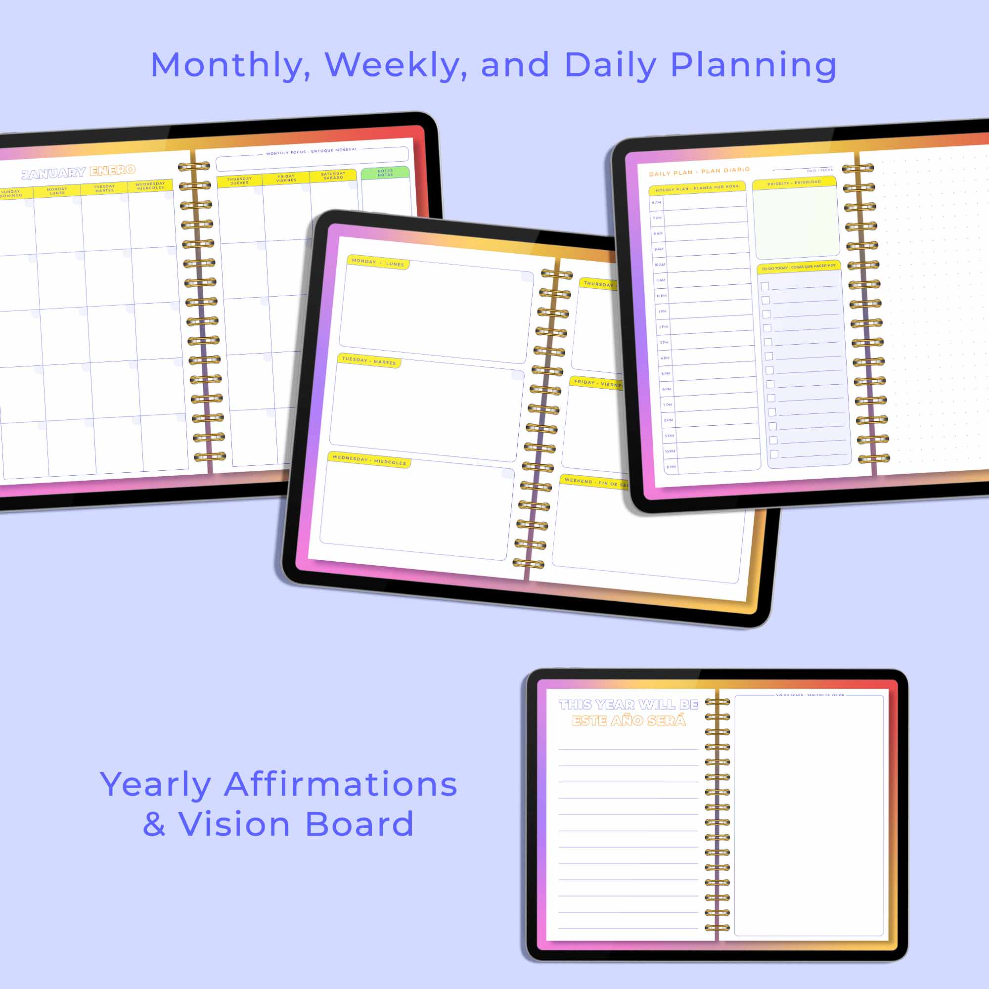 The Ultimate Spanglish Digital Bundle | Undated Planners, Planner Sheets, Stickers