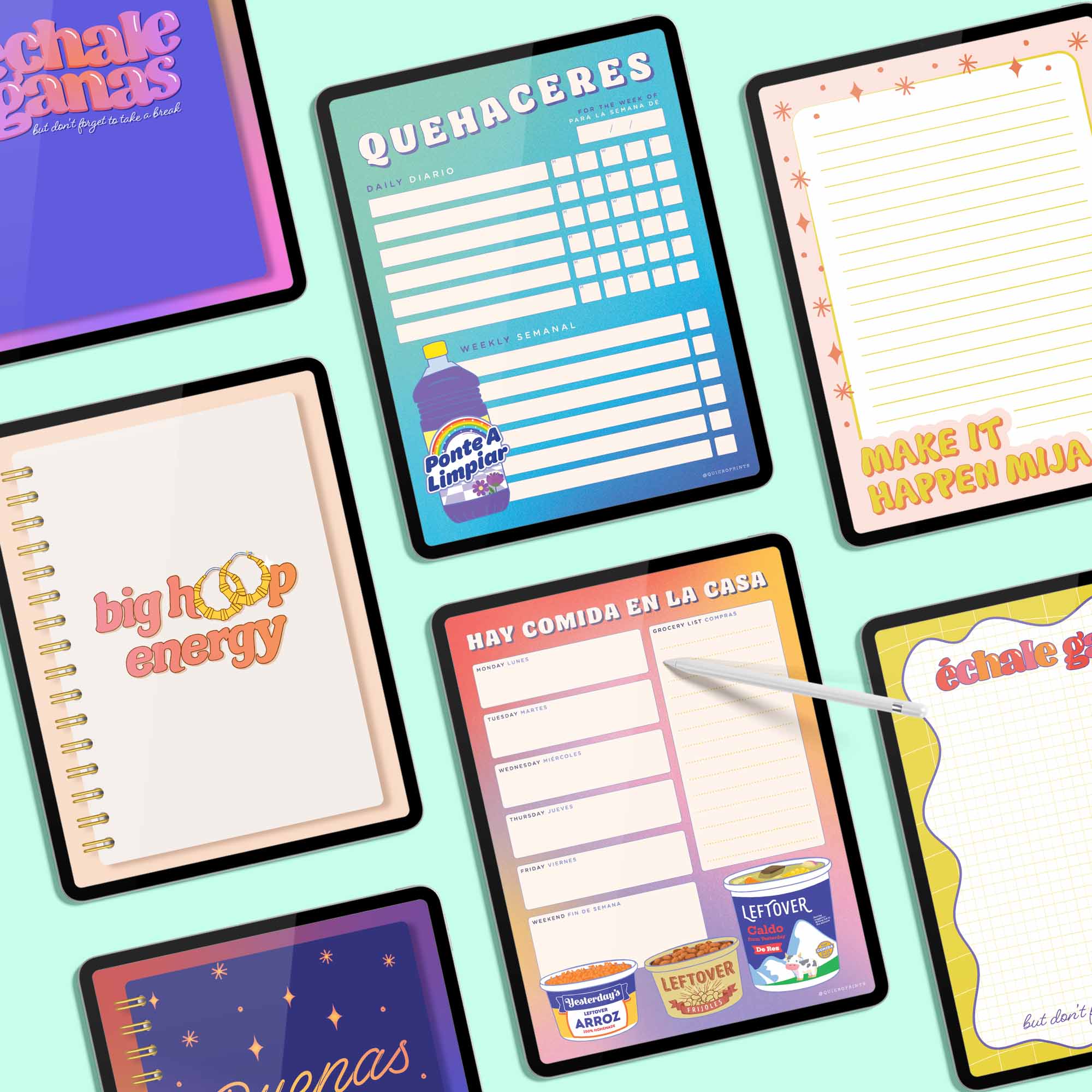 The Ultimate Spanglish Digital Bundle | Undated Planners, Planner Sheets, Stickers