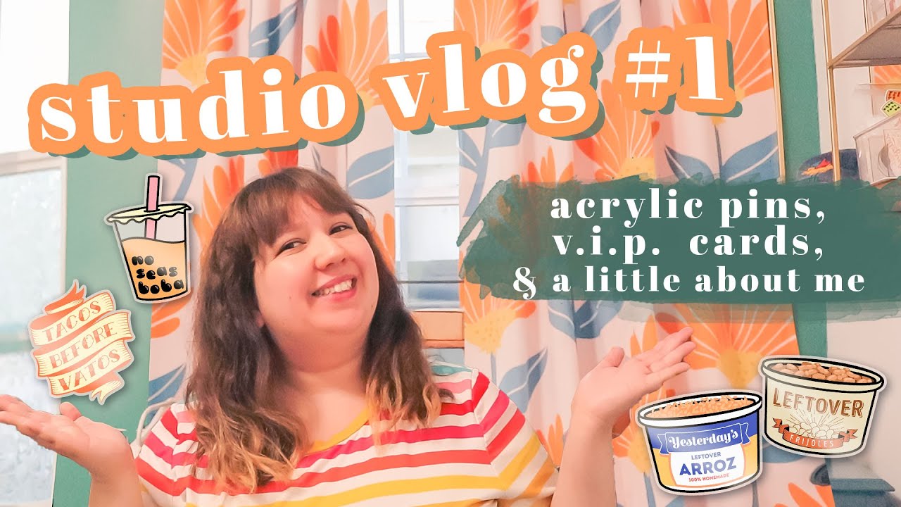 studio vlog #1 🧡 acrylic pins, nice to meet you, latinx etsy & shopify store, vip cards