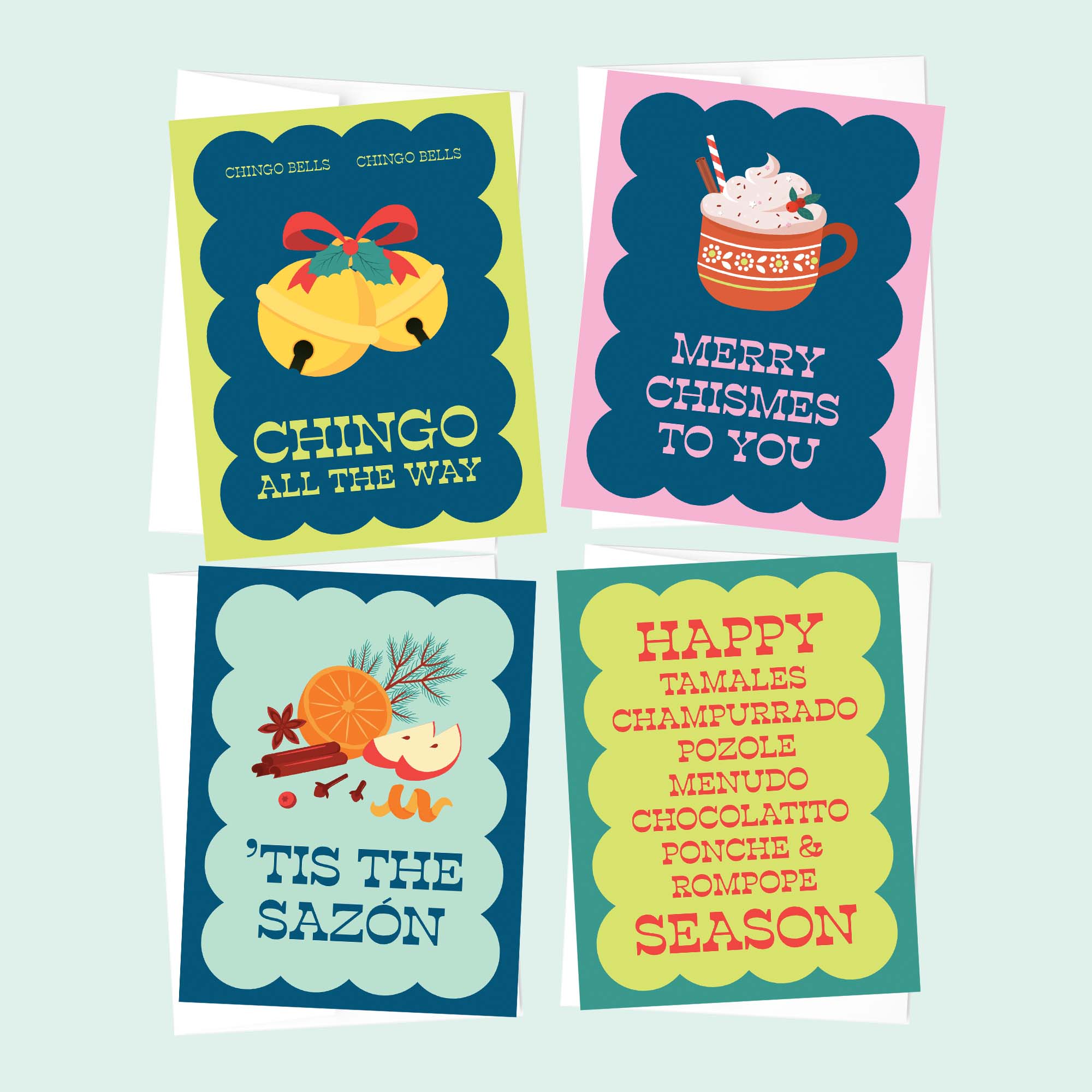 Funny Spanglish Holiday Cards 4pk