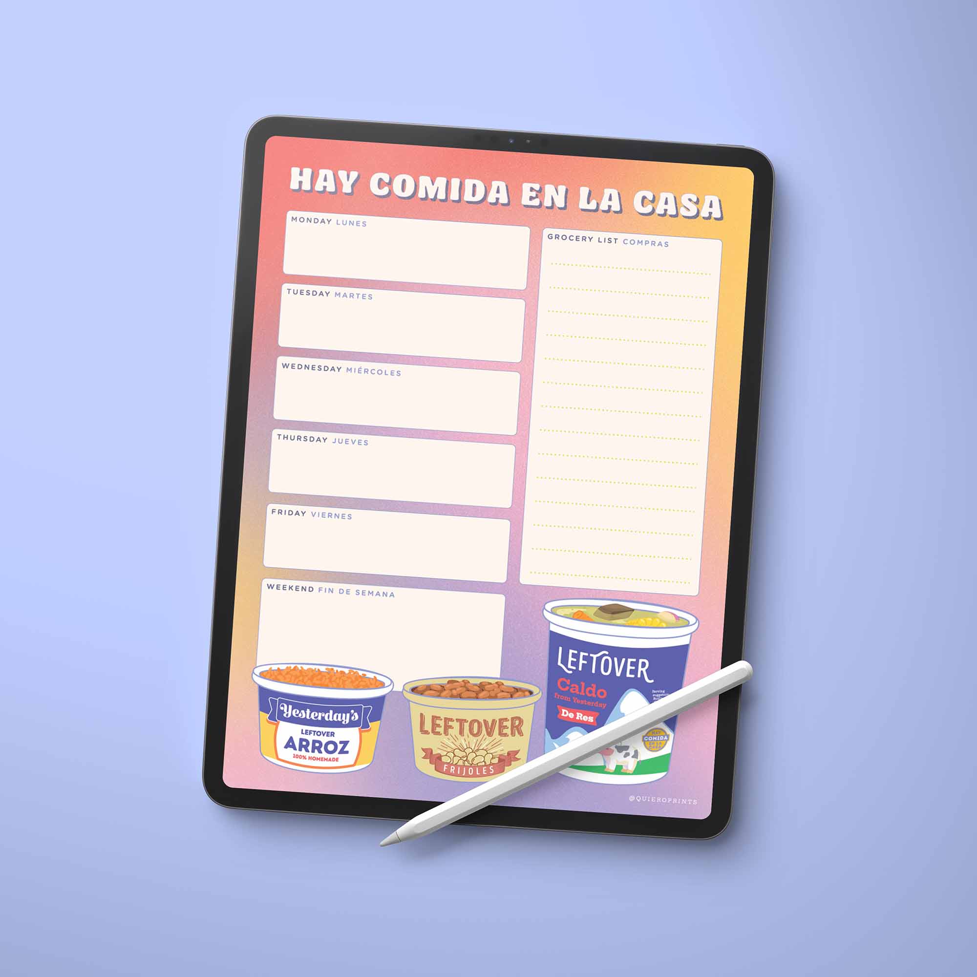 Hay Comida En La Casa Digital Planner Sheet