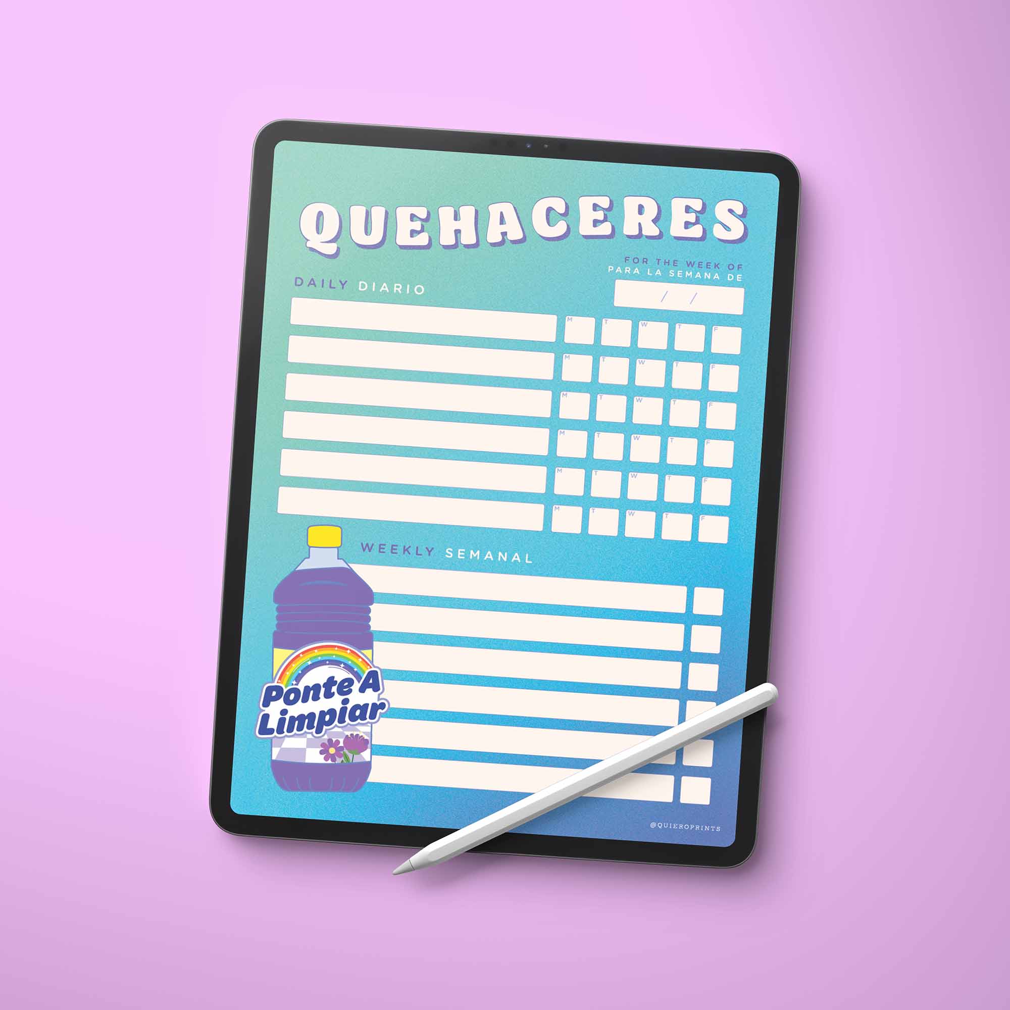 Quehaceres Digital Planner Sheet